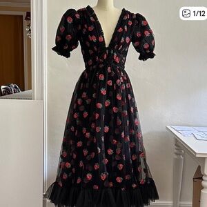 Lirika Matoshi Strawberry Dress Medium Black